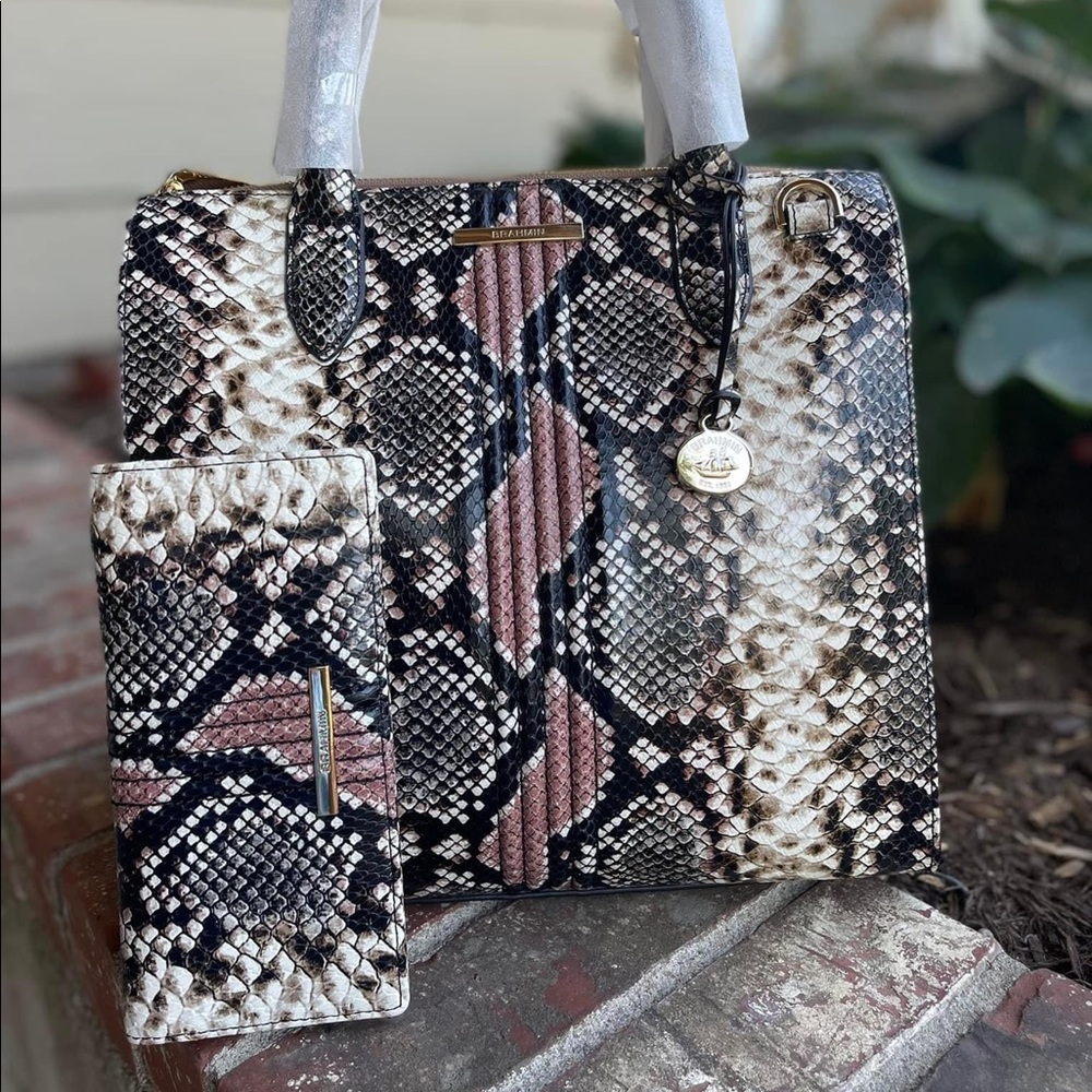 Brahmin Caroline Tea Rose Evita and matching walle